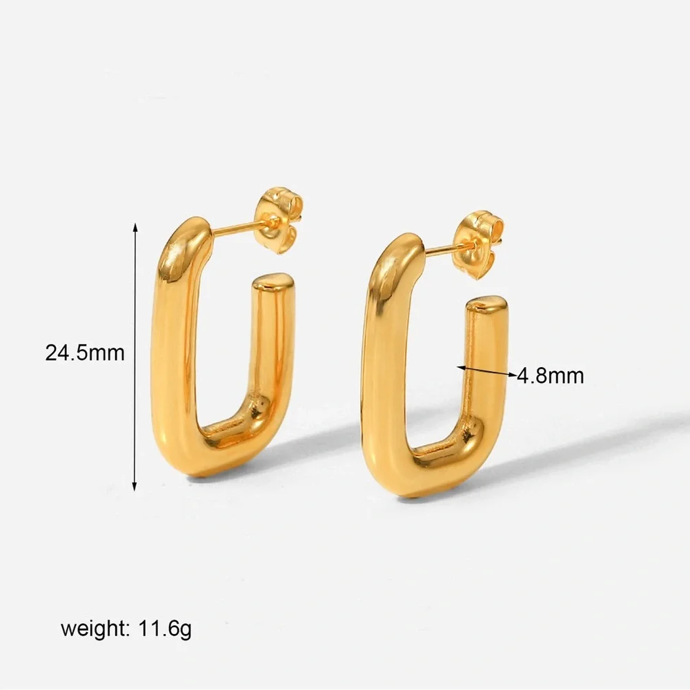 18K Gold Plated Hoop Earrings*Everyday Earrings*Tarnish Free Jewelry*Geometric - Picture 7 of 7